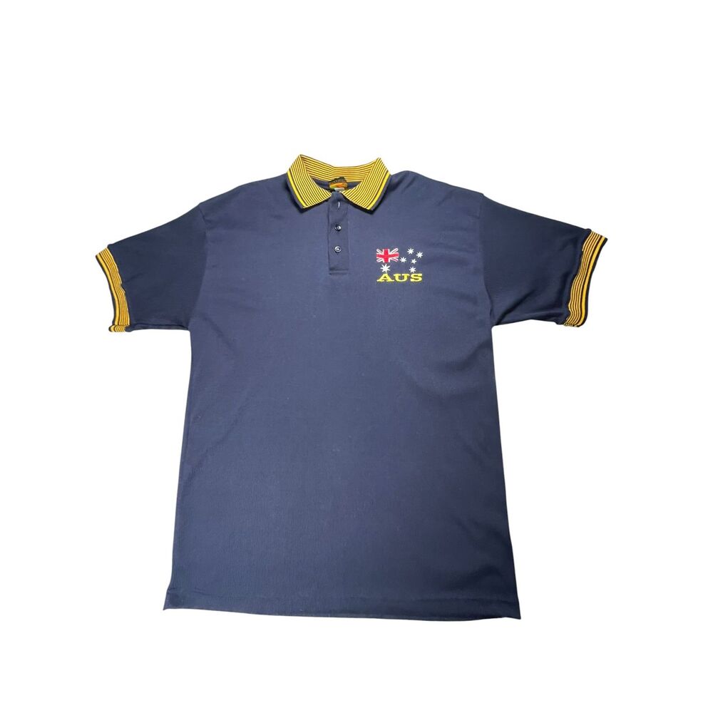 Vintage Australia Men's Polo Shirt AUS Flag Navy Yellow XL Made in Australia